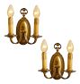 Pair of Vintage Double Candle Sconces with Classical Wave Motif