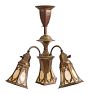 Vintage 3-Light Arts & Crafts Chandelier with Paneled Slag Glass Shades