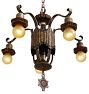 Five-Light Classical Revival Bare Bulb Chandelier