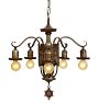 Five-Light Classical Revival Bare Bulb Chandelier