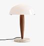 Herman Table Lamp Opal Glass With Walnut And Cream Marble Base