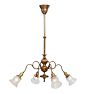 Four-Light Victorian Chandelier with Pressed Glass Shades