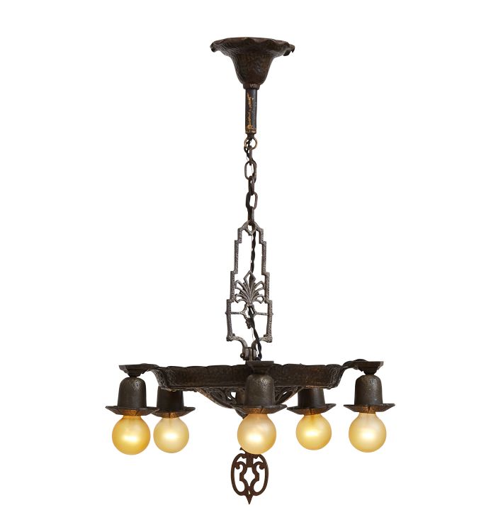 Romance Revival Bare Bulb Chandelier with Faux-Hammered Finish