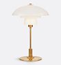 Whitman Table Lamp Hand-Rubbed Antique Brass With White Glass