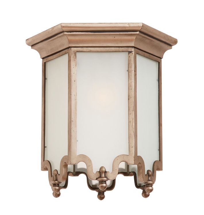 Nickel Plated Flush Mount Lantern Fixture