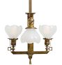 Antique Arts &amp; Crafts 2 x 2 Converted Gas/Electric Chandelier with Scalloped Camphor Glass Shades