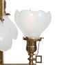 Antique Arts &amp; Crafts 2 x 2 Converted Gas/Electric Chandelier with Scalloped Camphor Glass Shades