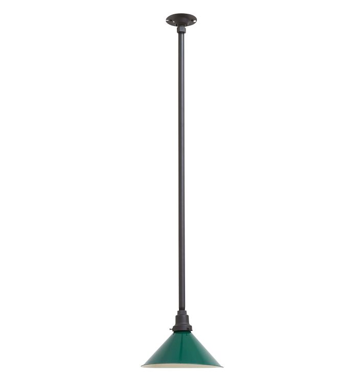 Vintage Industrial Pendant with Green Painted Steel Cone Shade