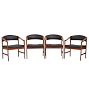 Set of Four Edward Wormley Armchairs Reupholstered in Black Leather