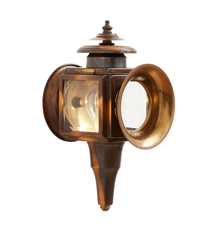 Vintage Nautical-Style Brass Lantern Sconce