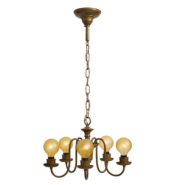 Vintage Colonial Revival Bare Bulb Chandelier