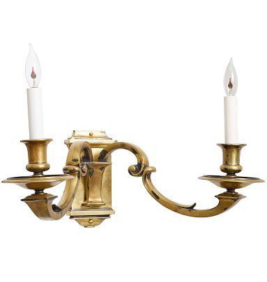 Pair Vintage online Cast Brass Double Candle Wall Sconces Mid Century Era