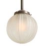 Rose City Pendant with Vintage Etched Glass Ribbed Globe Shade