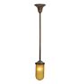 Aged Brass Pendant with Vintage Textured Amber Glass Bullet Shade