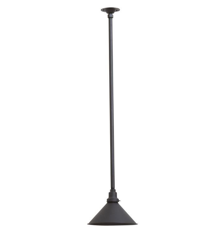 Vintage Industrial Pendant with Antiqued Steel Cone Shade