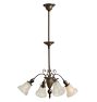 Antique Classical Revival Chandelier with Irridescent Art Glass Shades