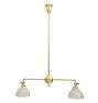 Vintage Polished Brass Double Pendant with Pressed Glass Starburst Shades