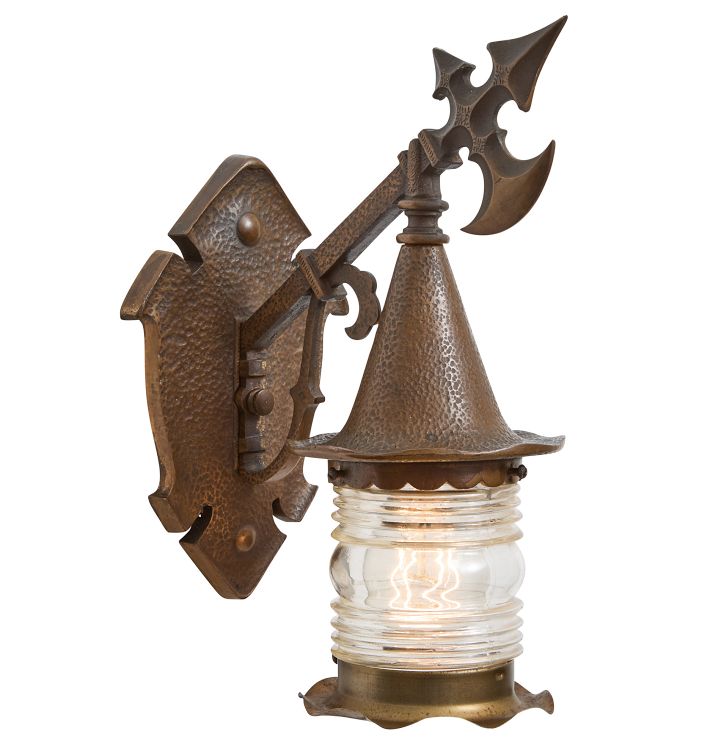 Vintage Romance Revival Bronze Battle Axe Sconce