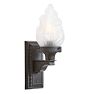 Vintage Classical Revival Cast Iron Sconce with Etched Glass Torch Shade