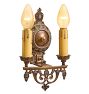 Pair of Vintage Classical Revival Double Candle Sconces with Painted Highlights