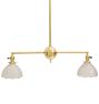 Vintage Polished Brass Double Pendant with Pressed Glass Starburst Shades