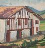 Vintage Signed Basque Village Scene Painting