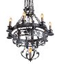 Weighty Tiered Cast Iron Romance Revival Candle Chandelier