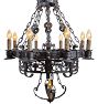 Weighty Tiered Cast Iron Romance Revival Candle Chandelier