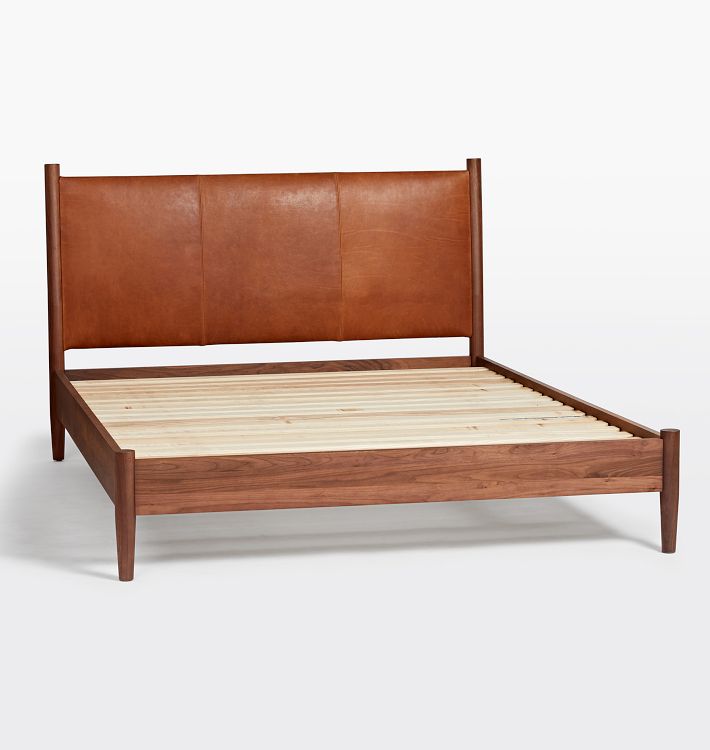 Shaw Walnut Bed with Leather Headboard Rejuvenation