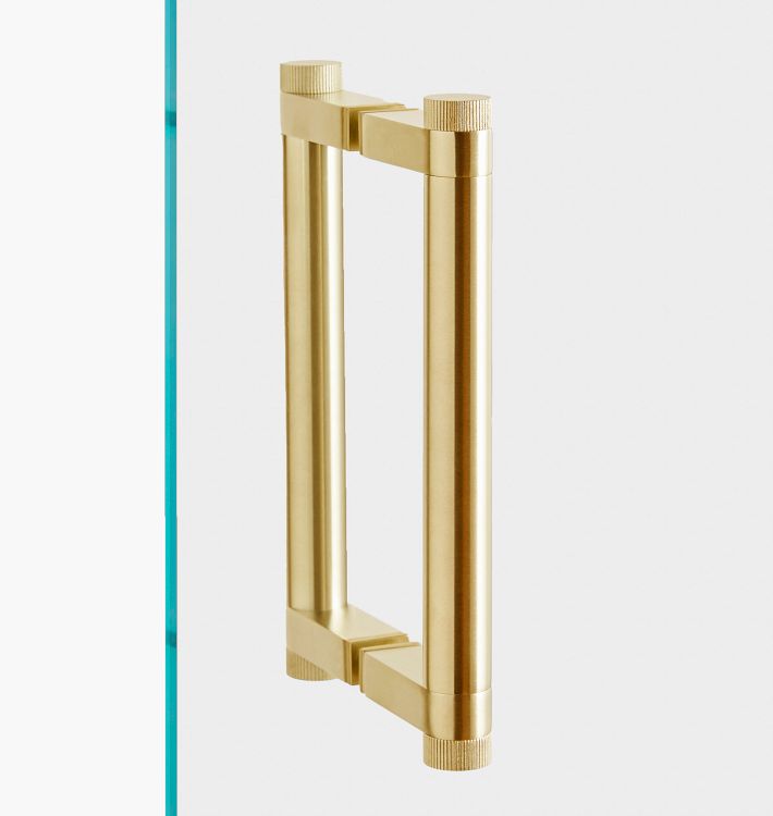 6" West Slope Shower Door Pull, Aged Brass