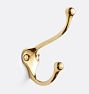 Vernon Double Coat Hook, Unlacquered Brass