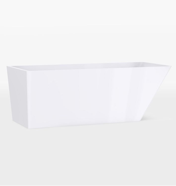 Aquaquattro Solid Surface Glossy White Bathtub, 180 Degree Drain Shoe