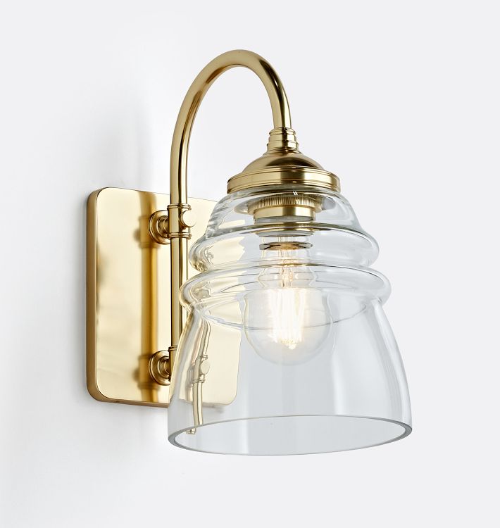 Ladd Sconce, Aged Brass - Clear Shade