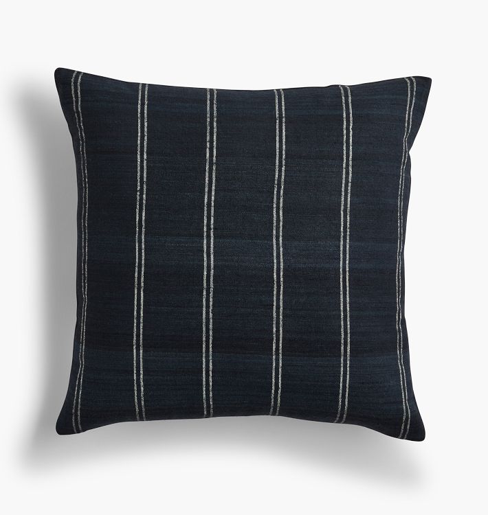 Patterned Silk Pillow Cover, Black Stripe