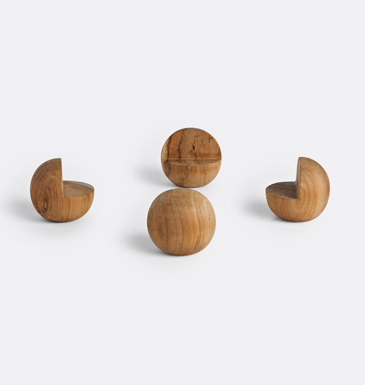 Teak Planter Feet, Sphere, Set of 4