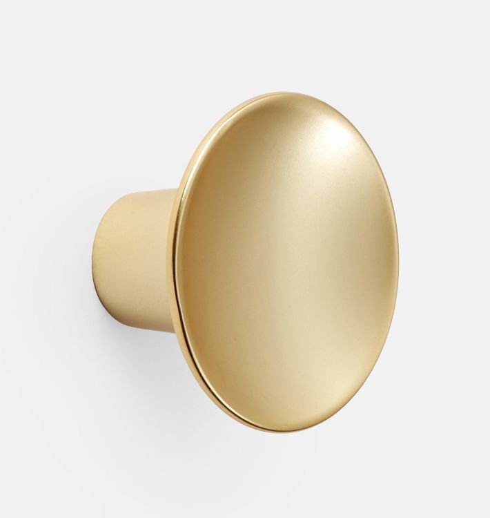 Round Dish Cabinet Knob, Aged Brass