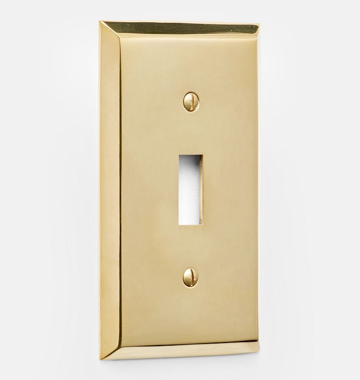 Lewis Single Toggle Switchplate, Unlacquered Brass