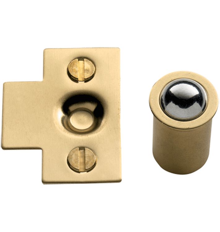 Cabinet Door Ball Catch, Unlacquered Brass