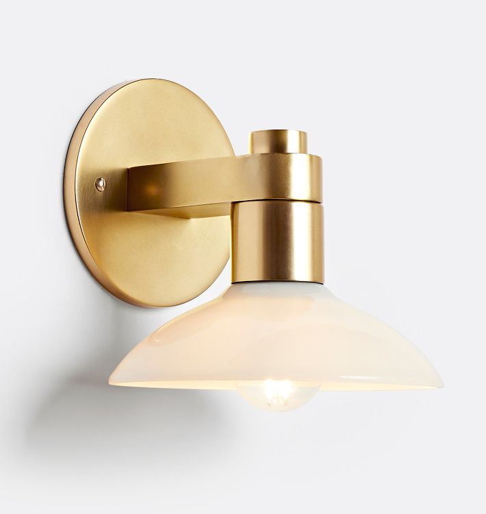 Crawford Sconce, Glass Shade - Aged Brass