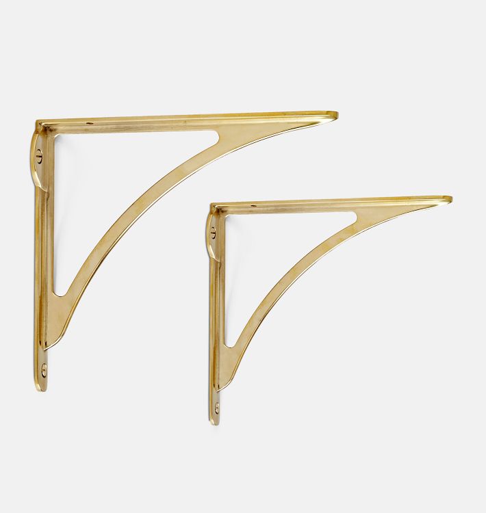 Arched Shelf Brackets, Unlacquered Brass