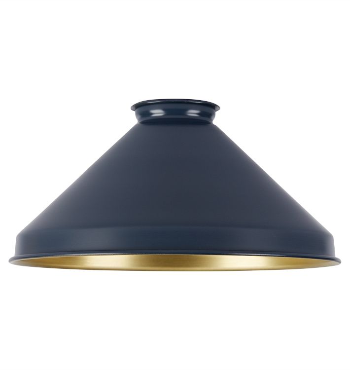 8in. Cone Shade with Brushed Brass Interior, Matte Thunder Blue