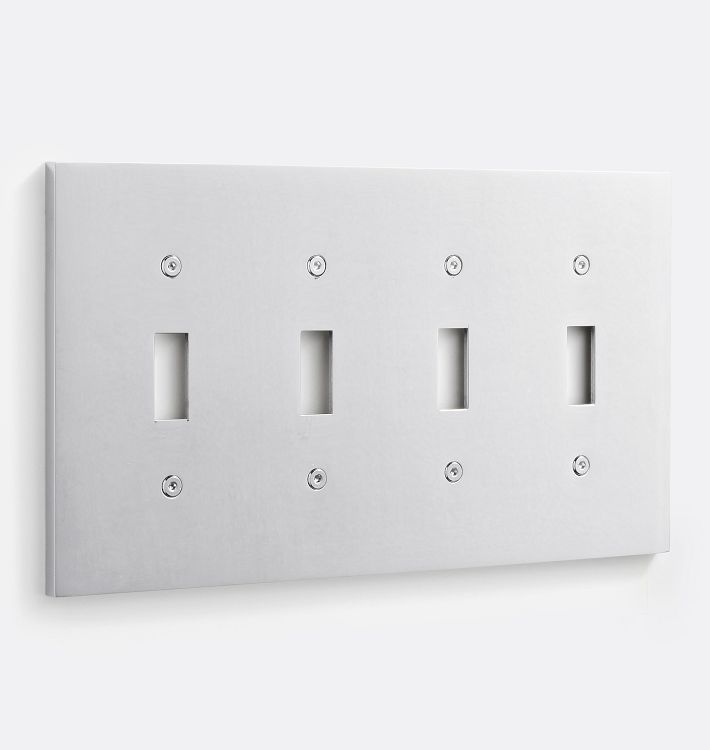 Fenton Quad Toggle Switchplate, Polished Chrome