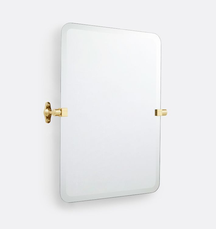 Tolson Frameless Rounded Rectangle Pivot Mirror, 18" x 24" - Aged Brass