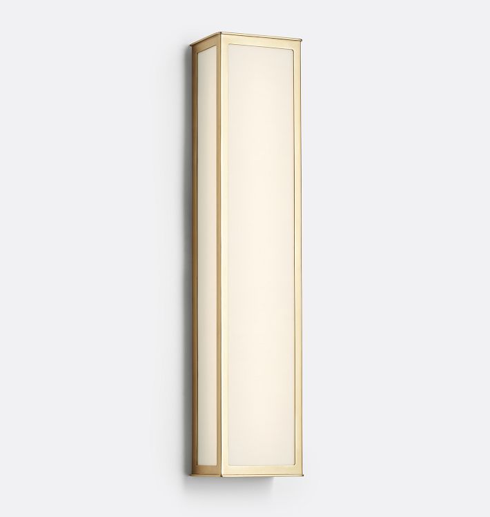 Yaquina 24" LED Sconce, Aged Brass - White Glass Shade