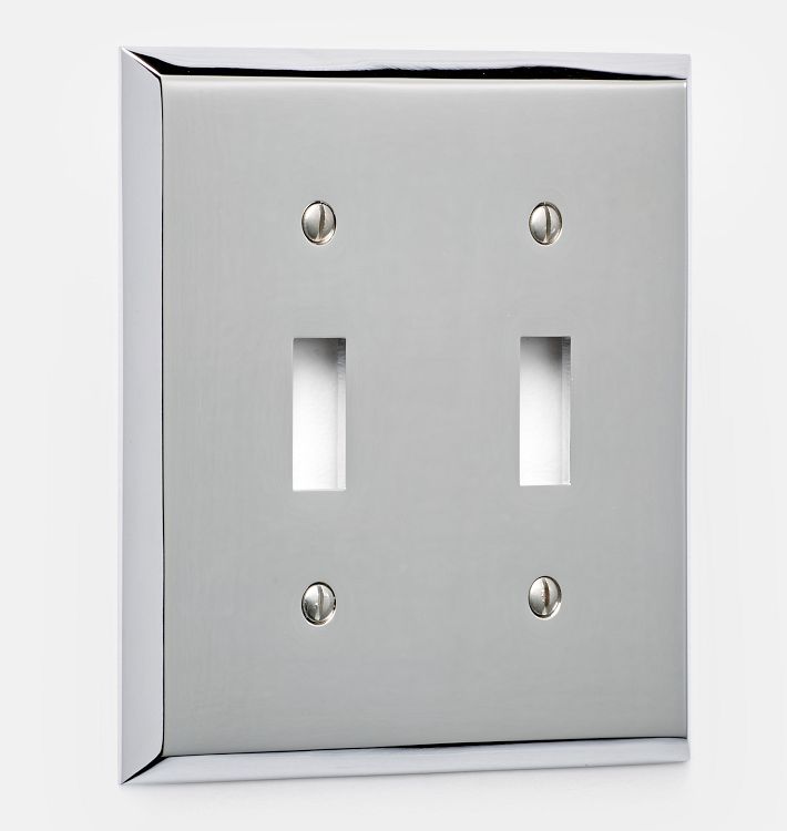 Lewis Double Toggle Switchplate, Polished Chrome