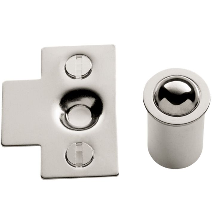 Cabinet Door Ball Catch, Polished Nickel