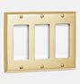 Lewis Triple GFCI Switchplate, Unlacquered Brass