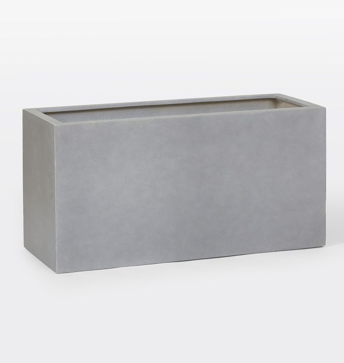 OPEN BOX Modern Fiberstone Rectangle Planter, Grey - 47"W  x 20"D x 24"H