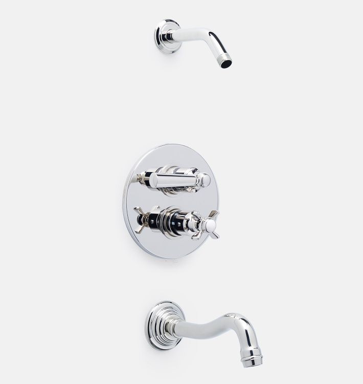 Connor Lever Thermostatic Shower Tub Set - Polished Chrome