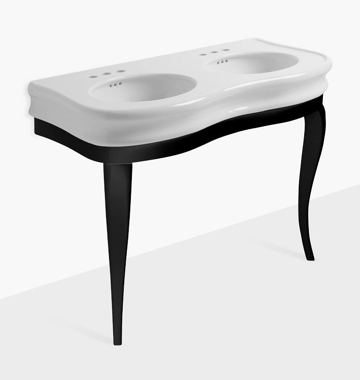 Wicker Double Console Sink, 47" - Black